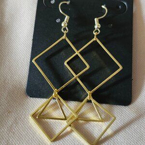 Cascading Diamond Shapes with Triangle Dangle Earrings